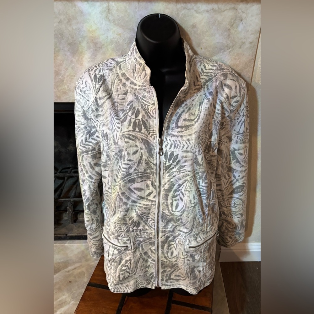 Chico's Gray Patterned Bomber Jacket - image 3